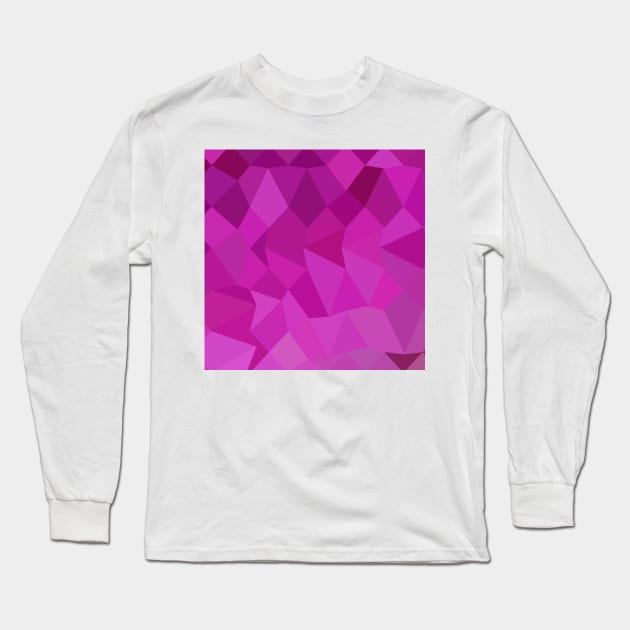 Persian Rose Pink Abstract Low Polygon Background Long Sleeve T-Shirt by retrovectors